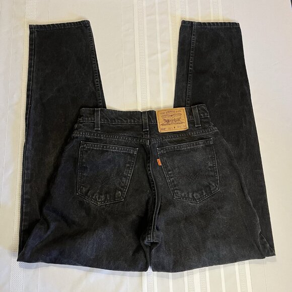 Vintage 90s Levis 560 Orange Tab Jeans 30x32 (28x32) Black Loose Tapered Faded - Picture 2 of 8